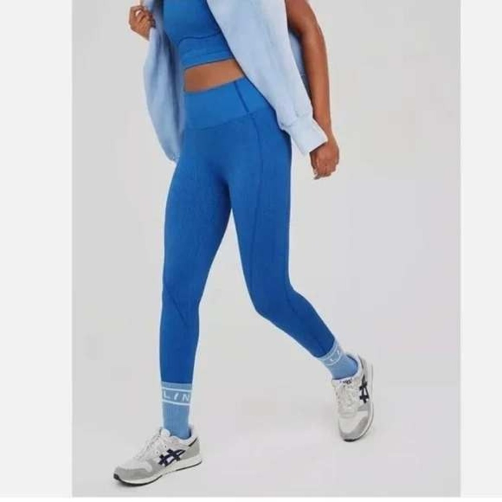OFFLINE by Aerie Seamless Waffle Leggings Size XL Blue High Waisted